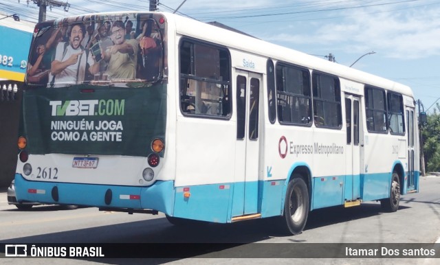 Expresso Metropolitano Transportes 2612 na cidade de Simões Filho, Bahia, Brasil, por Itamar dos Santos. ID da foto: 11741567.