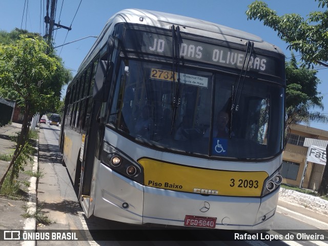 Viação Metrópole Paulista - Zona Leste 3 2093 na cidade de São Paulo, São Paulo, Brasil, por Rafael Lopes de Oliveira. Número da foto: #11673466.