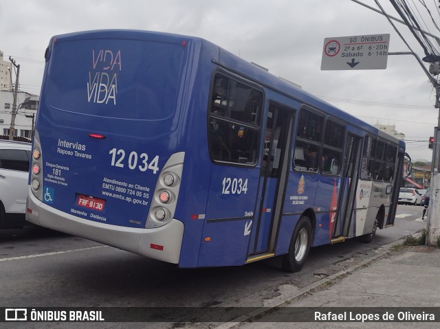 Auto Viação Bragança Metropolitana > Viação Raposo Tavares 12.034 na cidade de São Paulo, São Paulo, Brasil, por Rafael Lopes de Oliveira. Número da foto: #11683797.