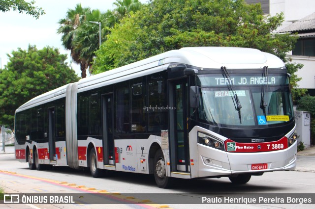 Viação Metrópole Paulista - Zona Sul 7 3869 na cidade de São Paulo, São Paulo, Brasil, por Paulo Henrique Pereira Borges. ID da foto: 10833553.