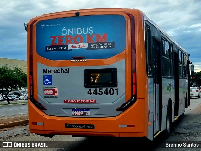 Auto Viação Marechal Brasília 445401 na cidade de Taguatinga, Distrito Federal, Brasil, por Brenno Santos. ID da foto: 10832888.