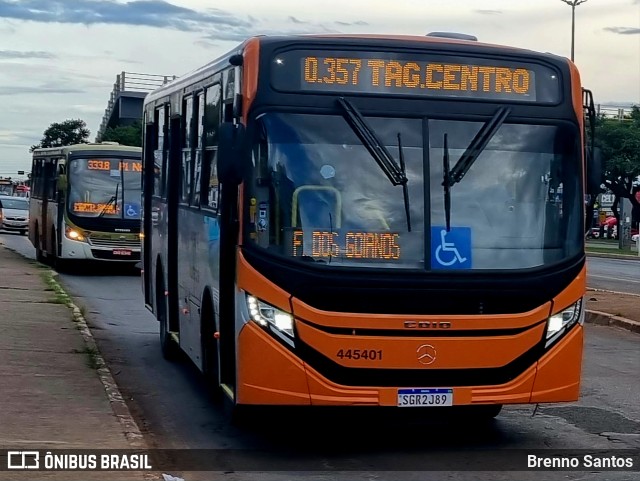 Auto Viação Marechal Brasília 445401 na cidade de Taguatinga, Distrito Federal, Brasil, por Brenno Santos. ID da foto: 10832881.