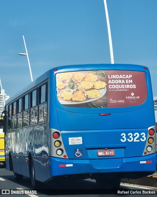 Emflotur - Empresa Florianópolis de Transportes Coletivos 3323 na cidade de Florianópolis, Santa Catarina, Brasil, por Rafael Carlos Backes. Número da foto: #10860030.