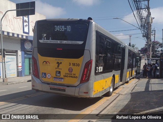 Viação Metrópole Paulista - Zona Leste 3 1830 na cidade de São Paulo, São Paulo, Brasil, por Rafael Lopes de Oliveira. Número da foto: #10861112.