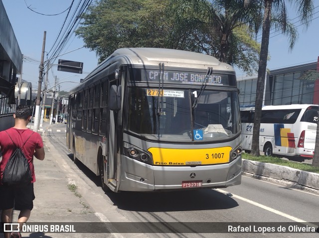 Viação Metrópole Paulista - Zona Leste 3 1007 na cidade de São Paulo, São Paulo, Brasil, por Rafael Lopes de Oliveira. Número da foto: #10869505.