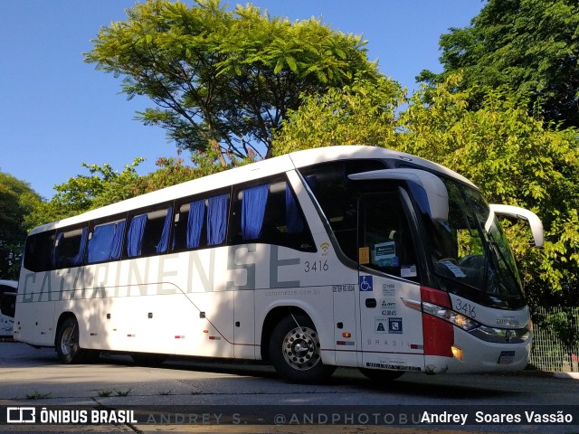 Auto Viação Catarinense 3416 na cidade de São Paulo, São Paulo, Brasil, por Andrey  Soares Vassão. ID da foto: 10877596.