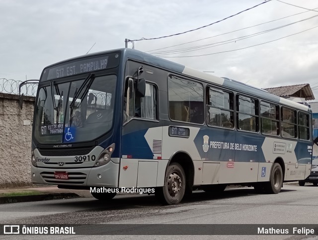 Milênio Transportes 30910 na cidade de Belo Horizonte, Minas Gerais, Brasil, por Matheus  Felipe. ID da foto: 10880462.