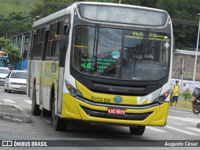 Viação Nilopolitana RJ 123.120 na cidade de Nova Iguaçu, Rio de Janeiro, Brasil, por Augusto César. ID da foto: 10886977.