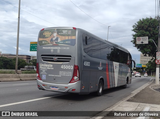 Empresa de Ônibus Pássaro Marron 45.003 na cidade de São Paulo, São Paulo, Brasil, por Rafael Lopes de Oliveira. Número da foto: #10887927.