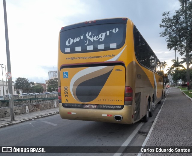 Ouro Negro Transportes e Turismo 3500 na cidade de São João del Rei, Minas Gerais, Brasil, por Carlos Eduardo Santos. ID da foto: 10891639.