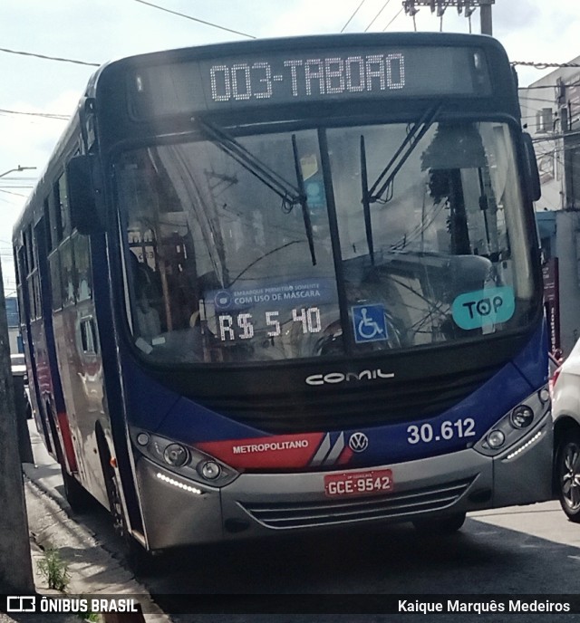 Empresa de Ônibus Vila Galvão 30.612 na cidade de Guarulhos, São Paulo, Brasil, por Kaique Marquês Medeiros . ID da foto: 10905525.