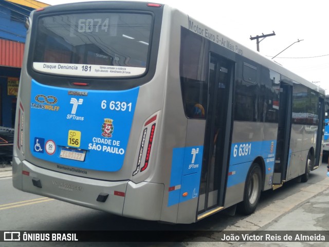 Transwolff Transportes e Turismo 6 6391 na cidade de São Paulo, São Paulo, Brasil, por João Victor Reis de Almeida. Número da foto: #10904565.