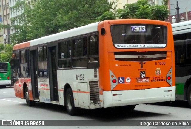 TRANSPPASS - Transporte de Passageiros 8 1038 na cidade de São Paulo, São Paulo, Brasil, por Diego Cardoso da Silva. Número da foto: #10904462.