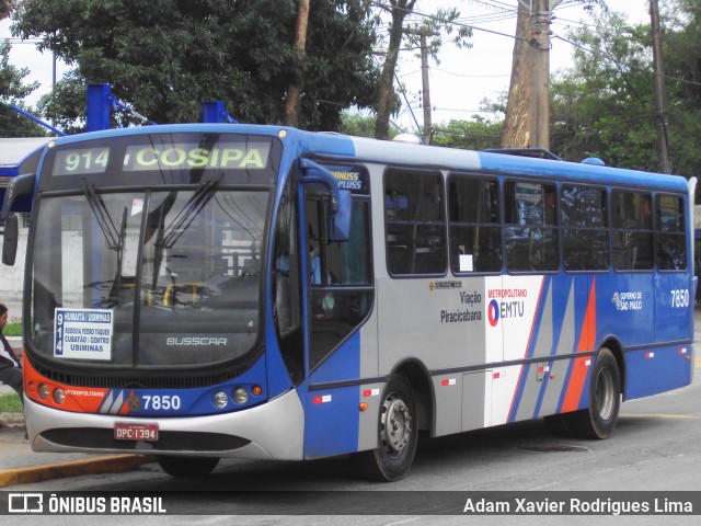 Viação Piracicabana 7850 na cidade de Cubatão, São Paulo, Brasil, por Adam Xavier Rodrigues Lima. ID da foto: 10905776.