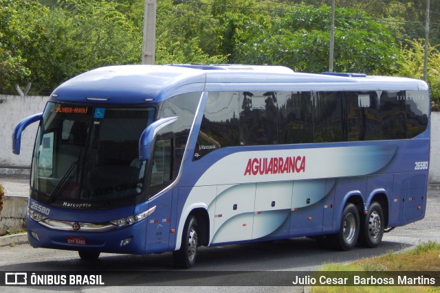 Viação Águia Branca 26580 na cidade de Aracaju, Sergipe, Brasil, por Julio Cesar  Barbosa Martins. ID da foto: 10911732.