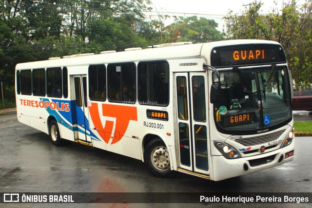 Viação Teresópolis RJ 203.001 na cidade de Teresópolis, Rio de Janeiro, Brasil, por Paulo Henrique Pereira Borges. ID da foto: 10839184.