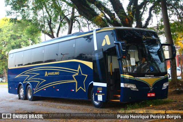 Viação Amarelinho 3899 na cidade de São Paulo, São Paulo, Brasil, por Paulo Henrique Pereira Borges. ID da foto: 10839110.