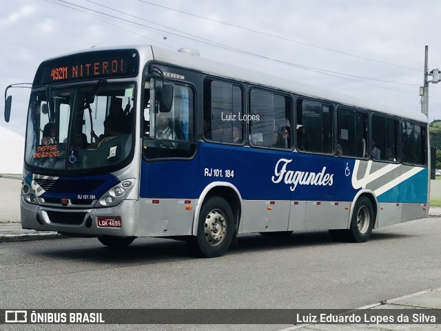 Auto Ônibus Fagundes RJ 101.184 na cidade de Niterói, Rio de Janeiro, Brasil, por Luiz Eduardo Lopes da Silva. ID da foto: 10848150.