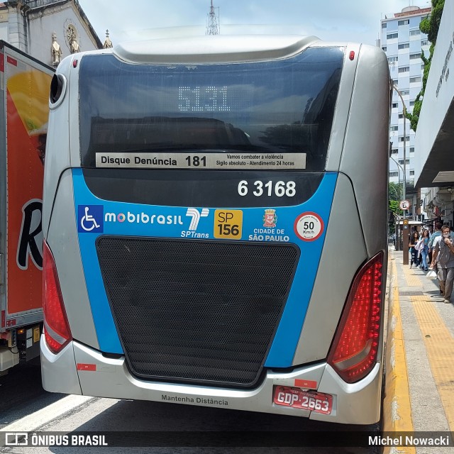 Viação Paratodos > São Jorge > Metropolitana São Paulo > Mobibrasil 6 3168 na cidade de São Paulo, São Paulo, Brasil, por Michel Nowacki. Número da foto: #10854463.