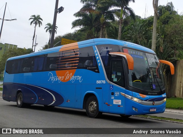 Empresa de Ônibus Pássaro Marron 5876 na cidade de Santos, São Paulo, Brasil, por Andrey  Soares Vassão. Número da foto: #10852733.