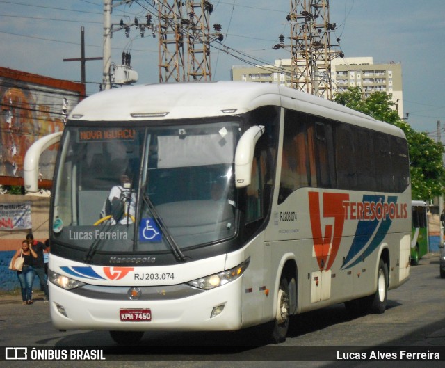 Viação Teresópolis RJ 203.074 na cidade de Nova Iguaçu, Rio de Janeiro, Brasil, por Lucas Alves Ferreira. ID da foto: 10857153.