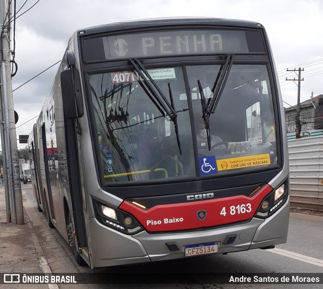 Express Transportes Urbanos Ltda 4 8163 na cidade de São Paulo, São Paulo, Brasil, por Andre Santos de Moraes. ID da foto: 10855409.