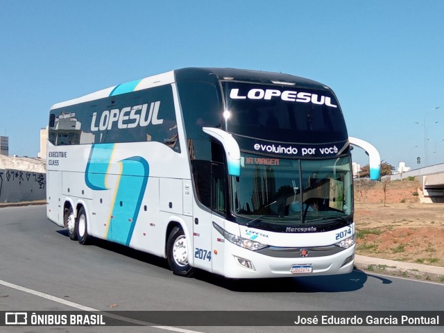 LopeSul Transportes - Lopes e Oliveira Transportes e Turismo - Lopes Sul 2074 na cidade de Campinas, São Paulo, Brasil, por José Eduardo Garcia Pontual. ID da foto: 10856929.