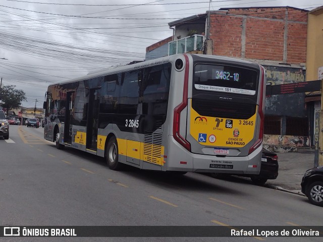 Viação Metrópole Paulista - Zona Leste 3 2645 na cidade de São Paulo, São Paulo, Brasil, por Rafael Lopes de Oliveira. ID da foto: 10855839.