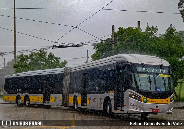 Viação Metrópole Paulista - Zona Leste 3 1170 na cidade de São Paulo, São Paulo, Brasil, por Felipe Goncalves do Vale. Número da foto: #10942834.