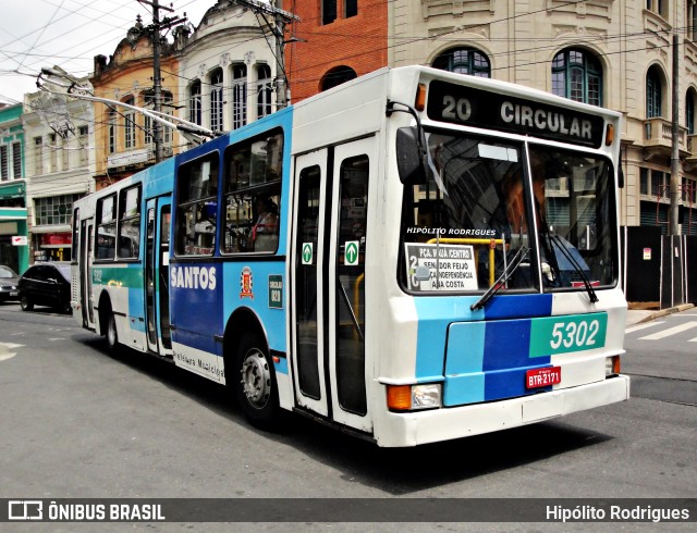 Viação Piracicabana Santos 5302 na cidade de Santos, São Paulo, Brasil, por Hipólito Rodrigues. ID da foto: 10943884.