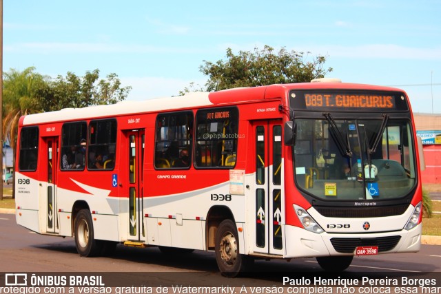 Viação Cidade Morena 1338 na cidade de Campo Grande, Mato Grosso do Sul, Brasil, por Paulo Henrique Pereira Borges. ID da foto: 10953391.