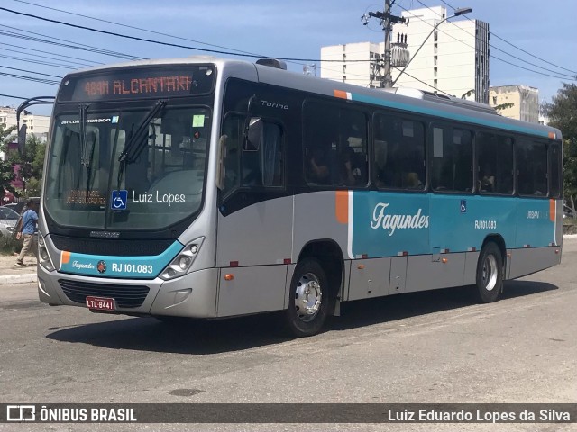 Auto Ônibus Fagundes RJ 101.083 na cidade de Niterói, Rio de Janeiro, Brasil, por Luiz Eduardo Lopes da Silva. ID da foto: 10959792.