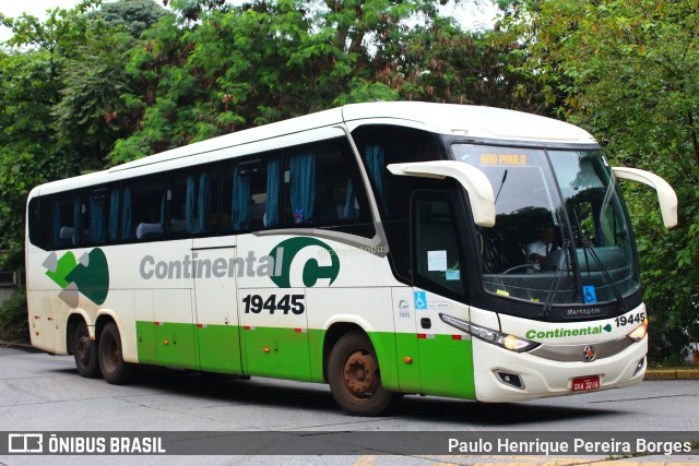 Viação Continental de Transportes 19445 na cidade de São Paulo, São Paulo, Brasil, por Paulo Henrique Pereira Borges. ID da foto: 10966204.