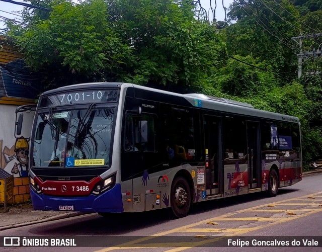 Viação Metrópole Paulista - Zona Sul 7 3486 na cidade de São Paulo, São Paulo, Brasil, por Felipe Goncalves do Vale. Número da foto: #10915764.