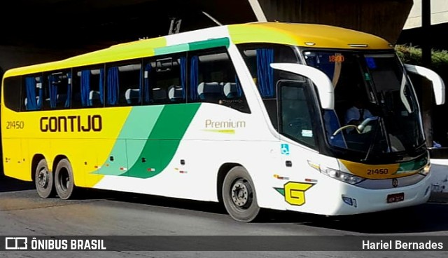 Empresa Gontijo de Transportes 21450 na cidade de Belo Horizonte, Minas Gerais, Brasil, por Hariel Bernades. ID da foto: 10970679.