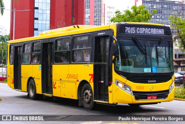 Gidion Transporte e Turismo 12003 na cidade de Joinville, Santa Catarina, Brasil, por Paulo Henrique Pereira Borges. ID da foto: 10969248.