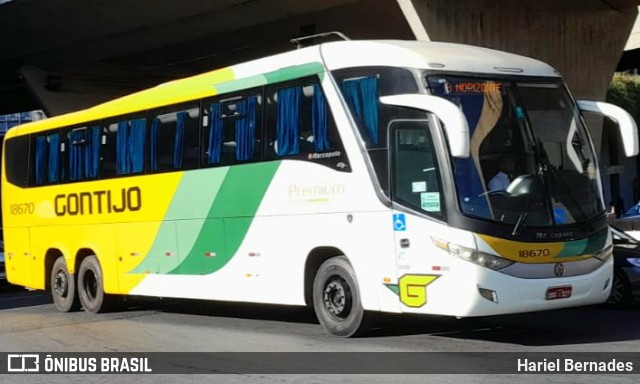 Empresa Gontijo de Transportes 18670 na cidade de Belo Horizonte, Minas Gerais, Brasil, por Hariel Bernades. ID da foto: 10971283.