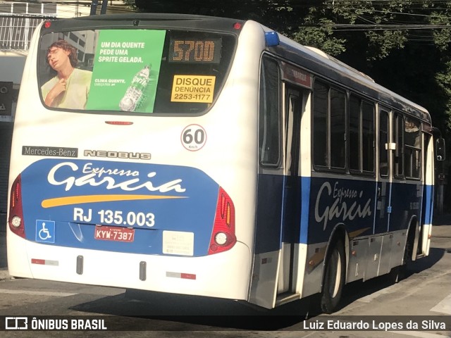 Expresso Garcia RJ 135.003 na cidade de Niterói, Rio de Janeiro, Brasil, por Luiz Eduardo Lopes da Silva. Número da foto: #10975691.