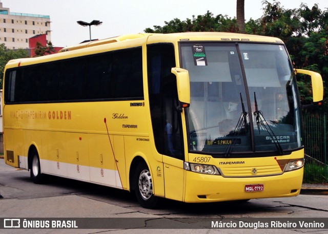 Viação Itapemirim 45807 na cidade de São Paulo, São Paulo, Brasil, por Márcio Douglas Ribeiro Venino. ID da foto: 10974719.