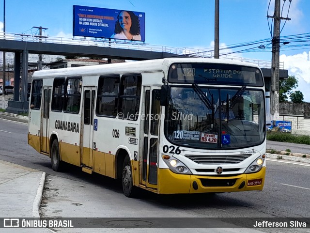 Transportes Guanabara 026 na cidade de Natal, Rio Grande do Norte, Brasil, por Jefferson Silva. ID da foto: 10976884.