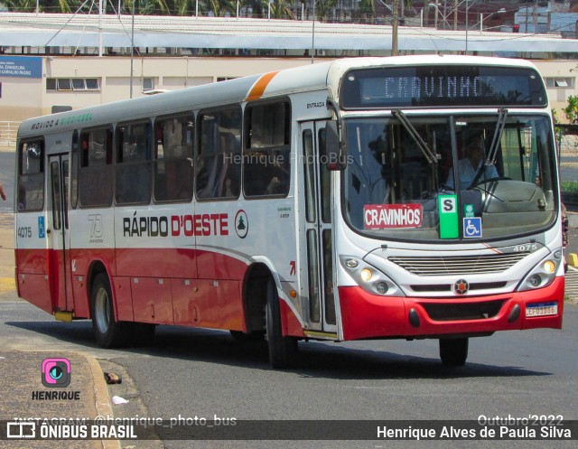 Rápido D´Oeste 4075 na cidade de Ribeirão Preto, São Paulo, Brasil, por Henrique Alves de Paula Silva. Número da foto: #10979435.