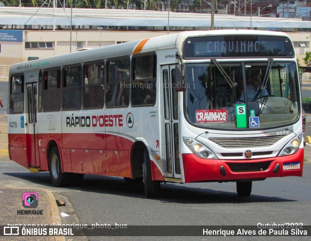 Rápido D´Oeste 4075 na cidade de Ribeirão Preto, São Paulo, Brasil, por Henrique Alves de Paula Silva. ID da foto: 10979435.