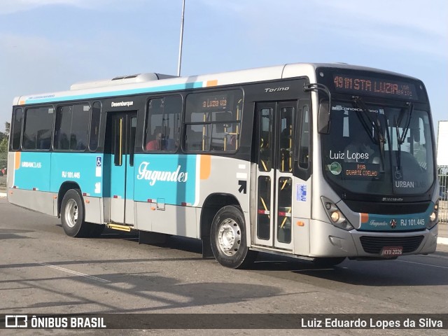 Auto Ônibus Fagundes RJ 101.445 na cidade de Niterói, Rio de Janeiro, Brasil, por Luiz Eduardo Lopes da Silva. ID da foto: 10983484.