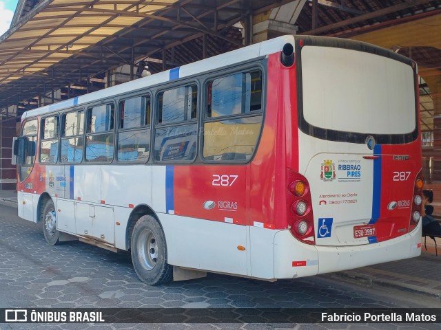 Rigras Transporte Coletivo e Turismo 287 na cidade de Ribeirão Pires, São Paulo, Brasil, por Fabrício Portella Matos. ID da foto: 10986775.