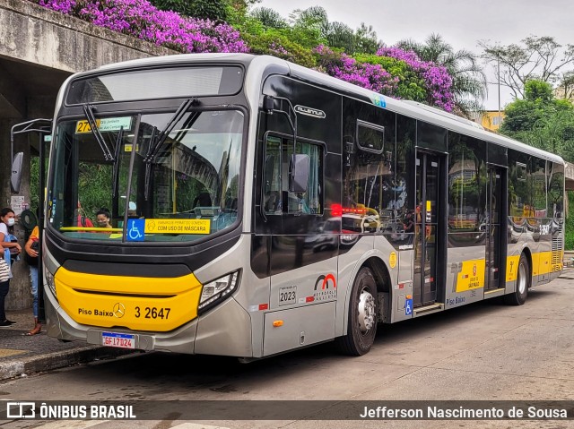 Viação Metrópole Paulista - Zona Leste 3 2647 na cidade de São Paulo, São Paulo, Brasil, por Jefferson Nascimento de Sousa. ID da foto: 10984924.