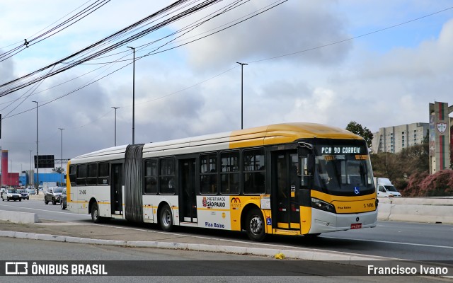 Viação Metrópole Paulista - Zona Leste 3 1496 na cidade de São Paulo, São Paulo, Brasil, por Francisco Ivano. ID da foto: 10986859.