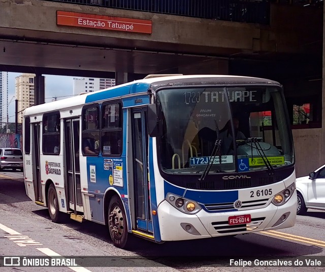 Transcooper > Norte Buss 2 6105 na cidade de São Paulo, São Paulo, Brasil, por Felipe Goncalves do Vale. ID da foto: 10922592.