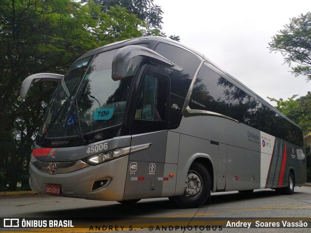 Empresa de Ônibus Pássaro Marron 45006 na cidade de Santos, São Paulo, Brasil, por Andrey  Soares Vassão. Número da foto: #10930146.