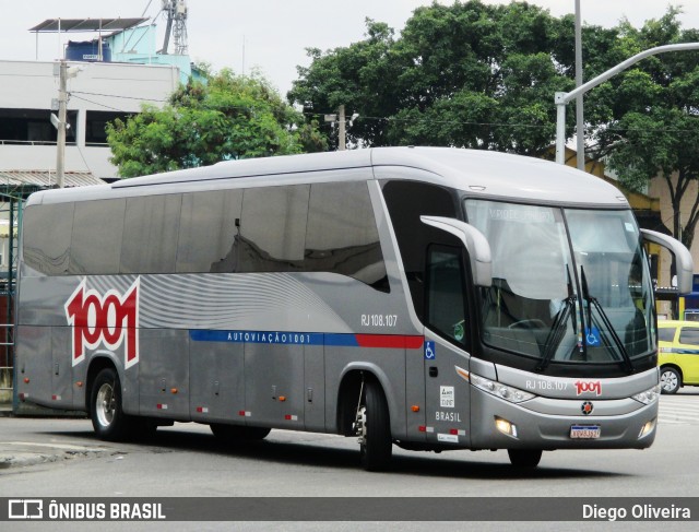 Auto Viação 1001 RJ 108.107 na cidade de Rio de Janeiro, Rio de Janeiro, Brasil, por Diego Oliveira. ID da foto: 10929598.