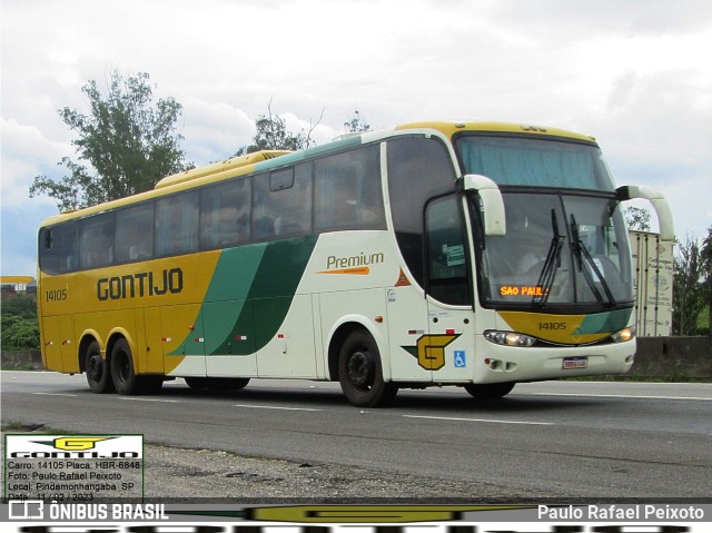 Empresa Gontijo de Transportes 14105 na cidade de Pindamonhangaba, São Paulo, Brasil, por Paulo Rafael Peixoto. ID da foto: 10927122.